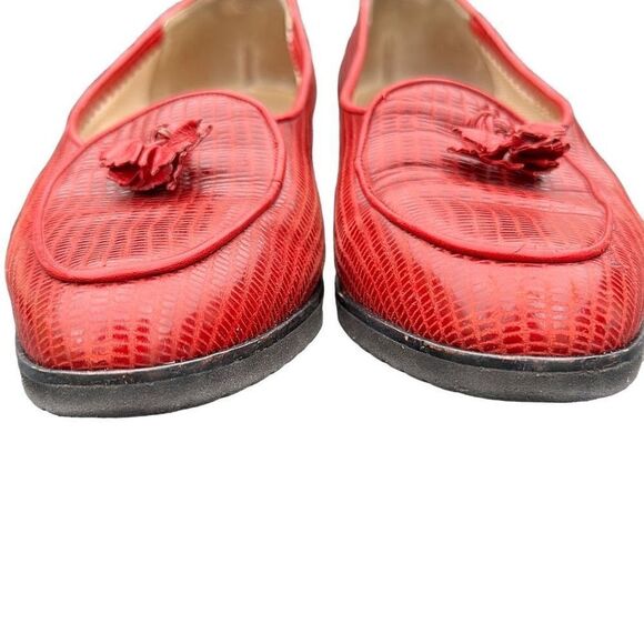 BOTTEGA VENETA Made In Italy Red Leather Loafers Flats Tassle Shoes Size 37 (US - Picture 7 of 7